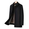 Men's Mid-Length Woolen Winter Coat with Plus Velvet for Middle-Aged and Elderly, Thickened Windbreaker Jacket.