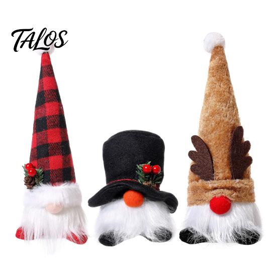 DIY Christmas Crafts Gnome Figurine, Snowflake Knit Hat LED Light Up Rudolph Gift Ideas Doll, Nordic Noel Plush Ornament for Home, Festive Party