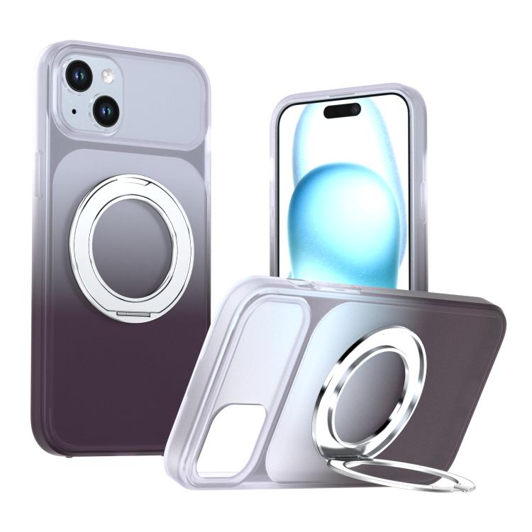 Phantom Skin Feel Gradient PC+TPU Phone Case With 360° Rotating Metal Holder, Magnetic Wireless Charging Shockproof Protective Cover