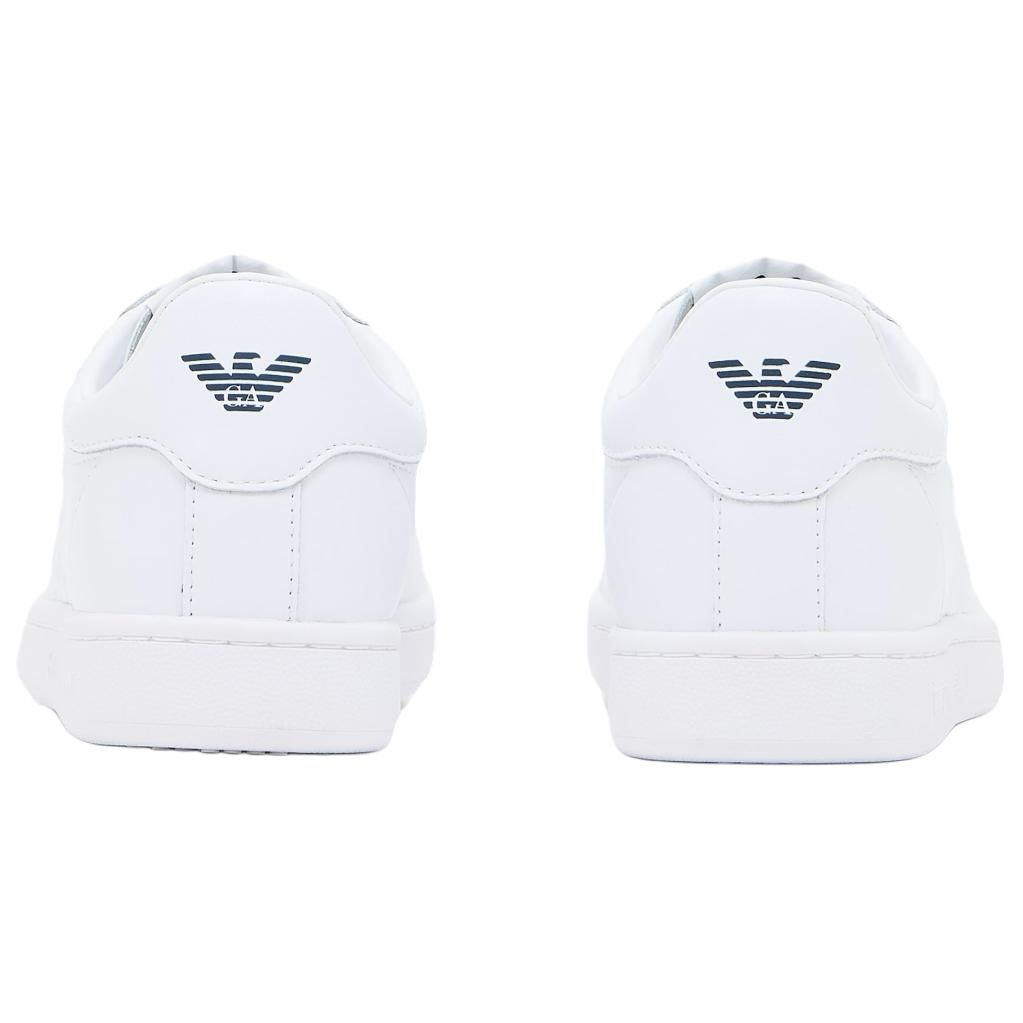 Emporio Armani EA7 Classic CC Leather Round Toe Lace-Up Low-Top Sneakers Unisex Sneakers White 7X000331-AF10848-U0001