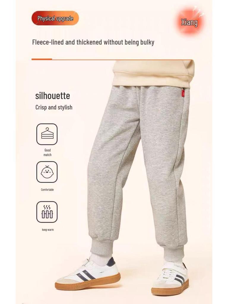 Girls' Fleece-Lined Winter Pants - Warm, Casual Ankle-Cuff Trousers for Autumn and Winter