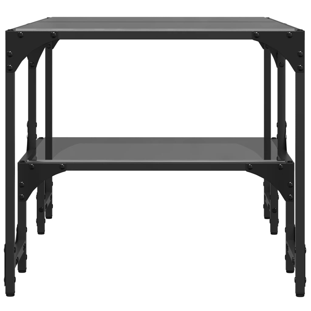  Coffee Table with Black Glass Top, 98.5x50x45 Cm, Steel