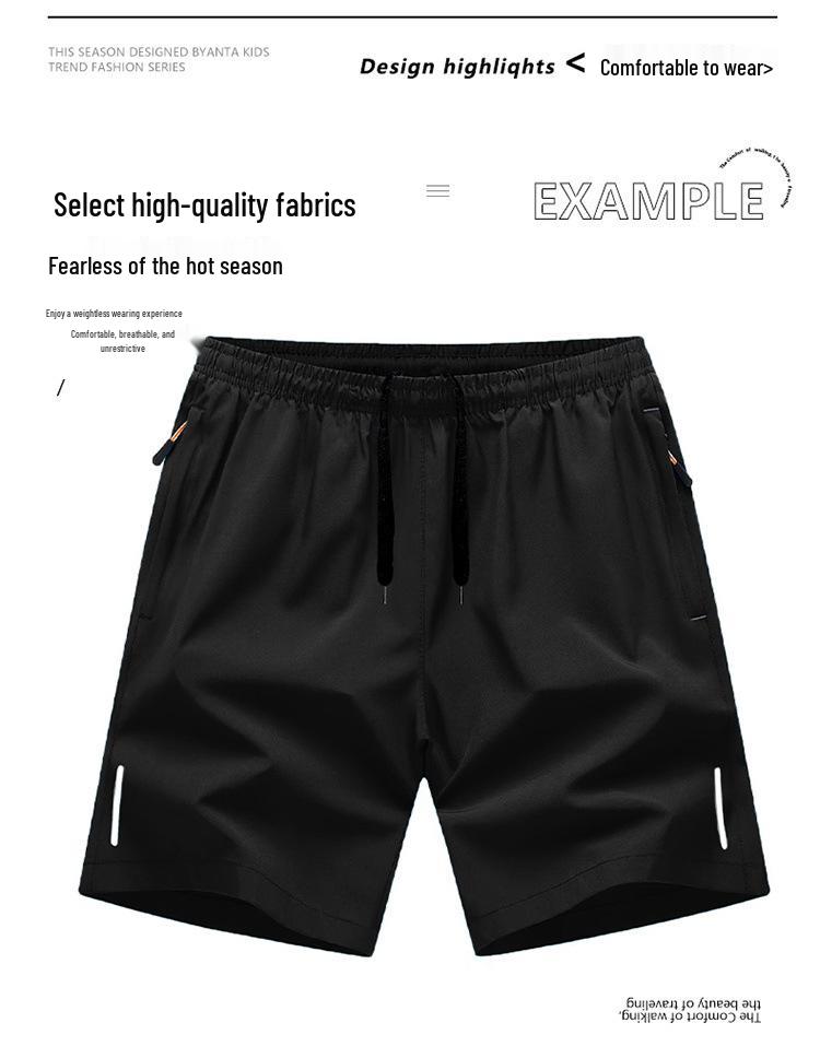 Pantaloni scurți sport reflectorizanți cu uscare rapidă pentru bărbați europeni - Stil de mătase glacială de vară