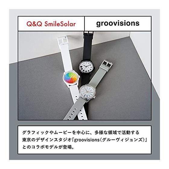 Used New Q&Q SmileSolar Watch, Solar, Analog, GROOVISIONS GRV3013, Waterproof, Urethane Belt, RP26J811, White