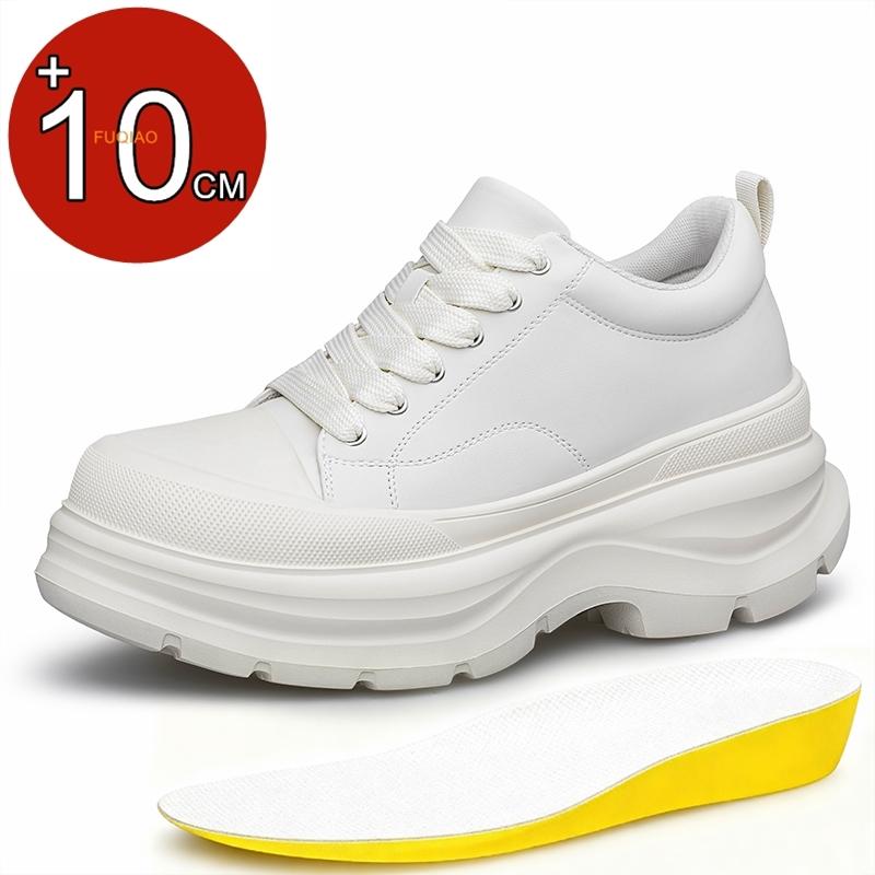 10CM Genuine Leather Platform Elevator Shoes