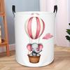 1pc Foldable Balloon Elephant Storage Bin with Handle - Rustic Round Laundry Basket Suitable For, Room, Bathroom Organizer, Portable Clothes Hamper, C