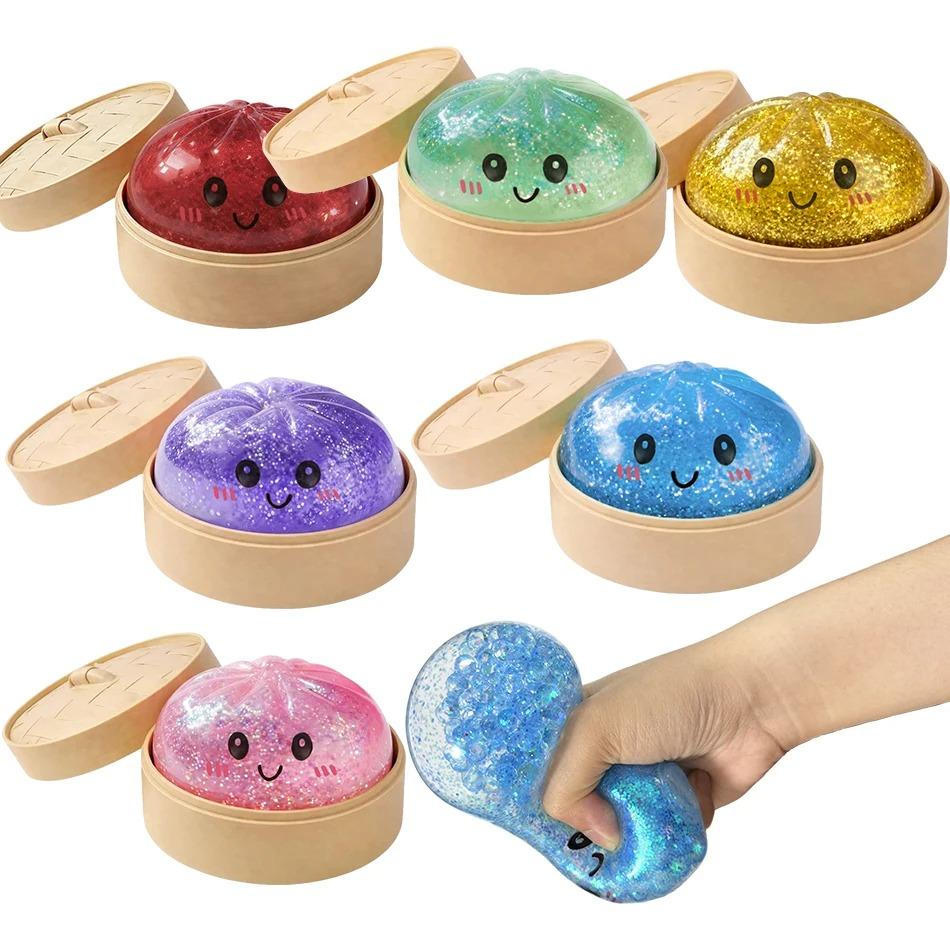 @Parıltılı Mantı Squishy Ultra Nadir Altın Parıltılı Gizli Sürüm Mantılar Duyusal Buharlayıcı Yumuşak Tpr Hamur Topu Stres Giderici İçin