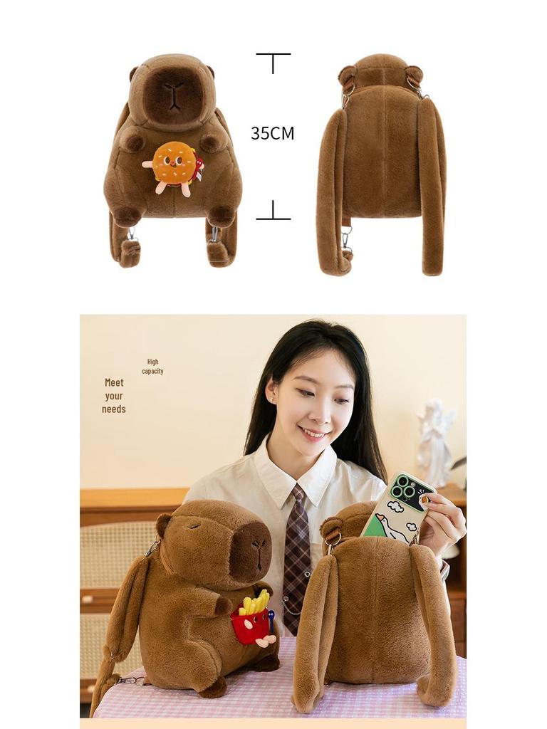 Capybara Plush Doll Cartoon Children's Backpack and Shoulder Bag