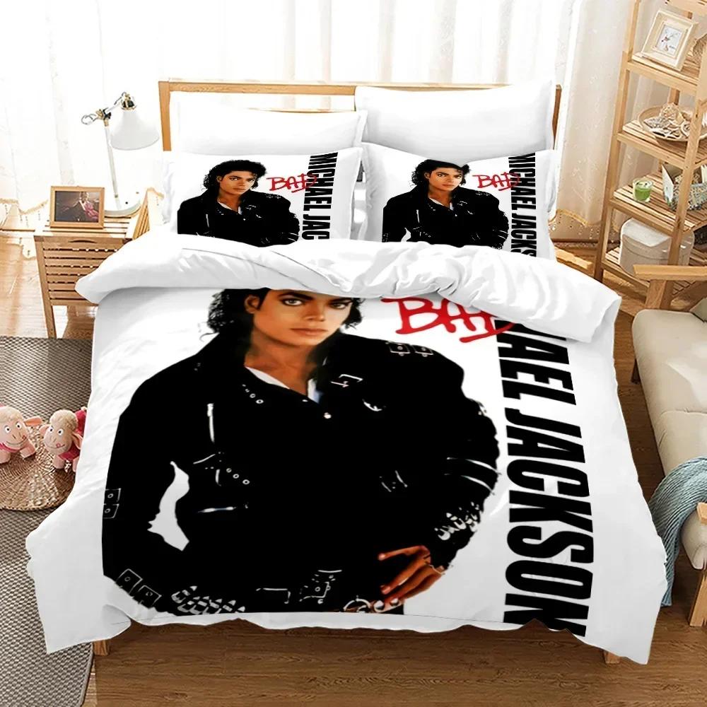 3-delat Michael Jackson Sängkläder Set Mjuk Påslakan Set Sovrumsinredning Enkel Tvilling King Storlek 3D Påslakan Hemtextilier 2/3 ST