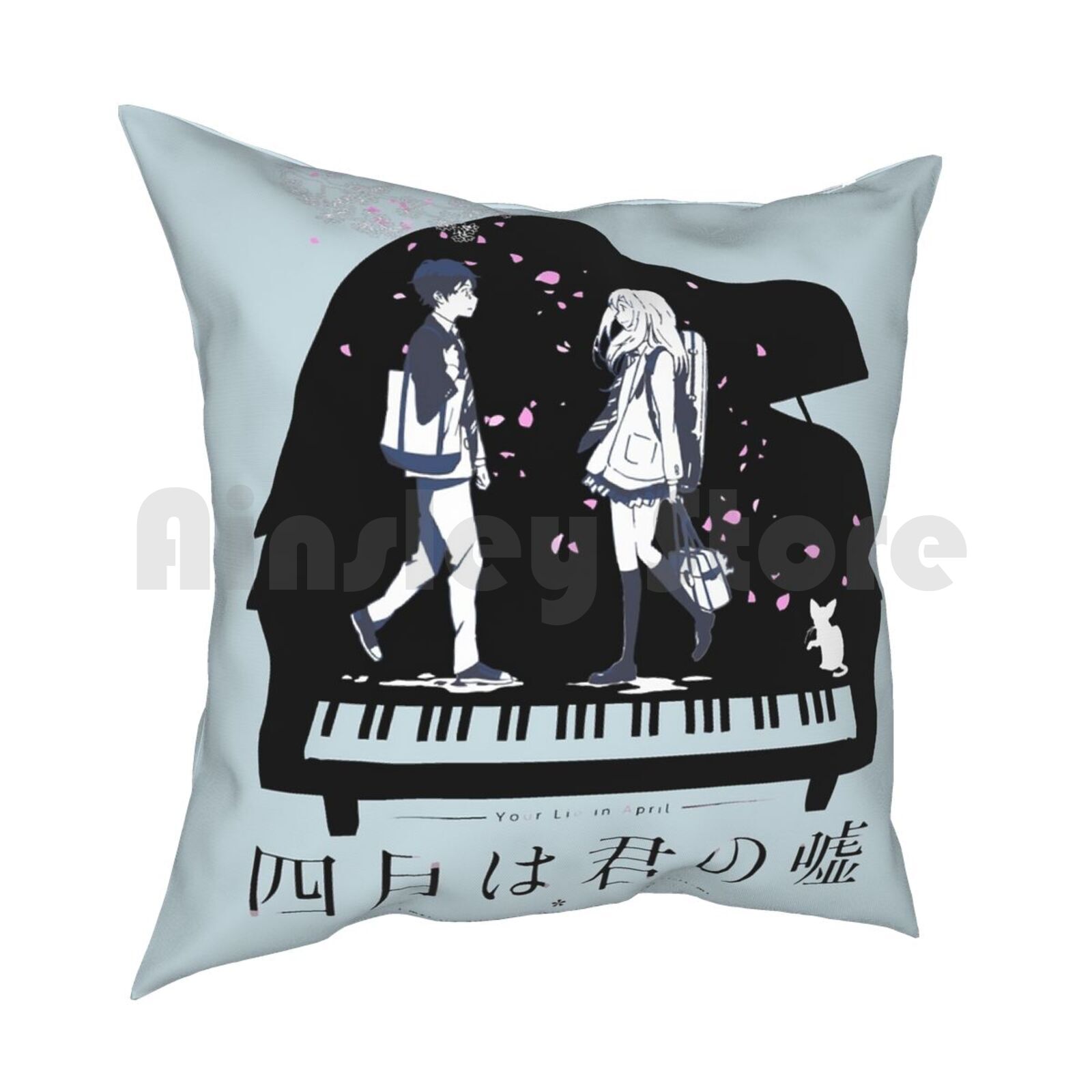Shigatsu Wa Kimi No Uso Pillow Case Printed Home Soft DIY Pillow Cover Shigatsu Wa Kimi No Uso Your Lie In April Tsubaki 30x30cm 12x12in