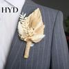 Keine Wartung Blumenaccessoire Gold Weizen Hochzeitsanstecker Konservierte Künstliche Anstecknadel Retro Stil Corsage für Bräutigam Trauzeugen Rustikal