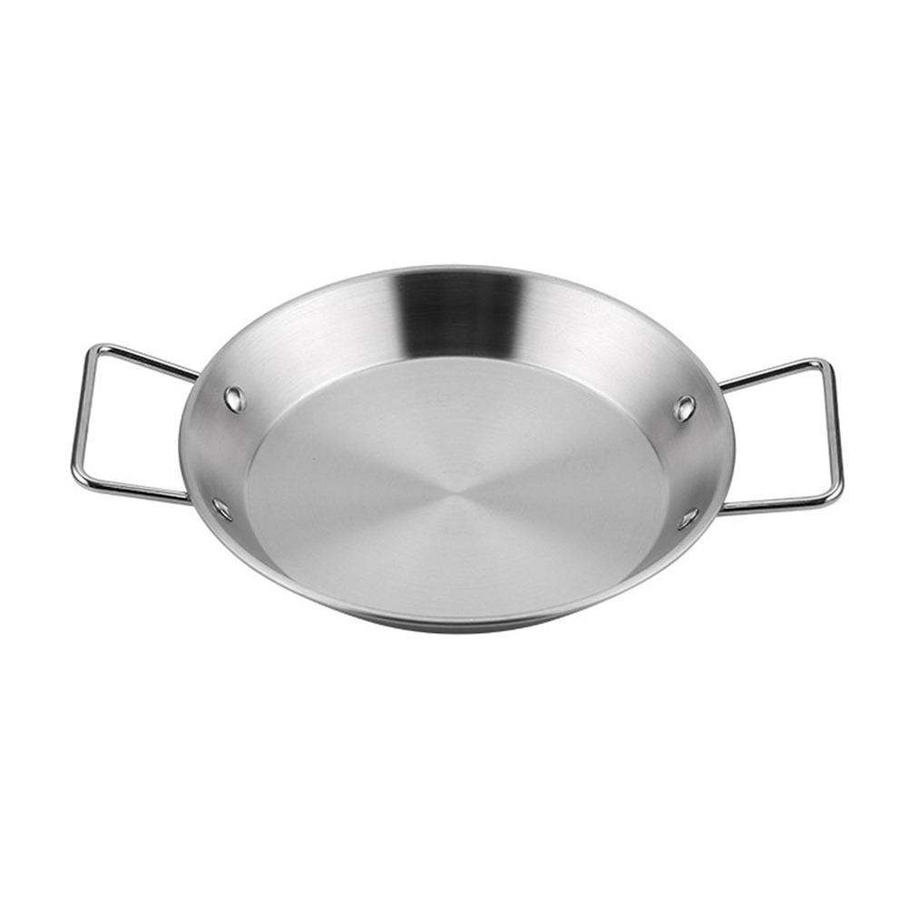 20cm/24cm/28cm Seafood Plate Gold Silver Spanish Paella Pan Flat Bottomed Plate  Fruit Sugar Making silver-20cm