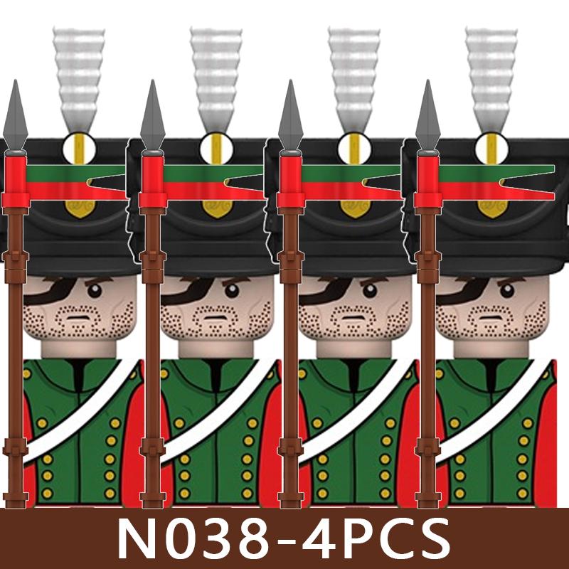 4pcs Medieval Castle Knight Building Blocks MIlitary Napoleon Soldier Figures War Army Legion Accessories Imperial Navy Bricks Toys