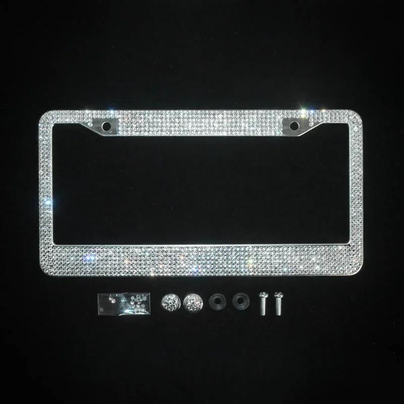 2 Stück 31*16cm Bling Kristall Kennzeichenhalter Rahmen Damen Strassstein Auto Kennzeichenhalter Abdeckung Halter Auto Zubehör Neue Kennzeichenabdeckungen Rahmen