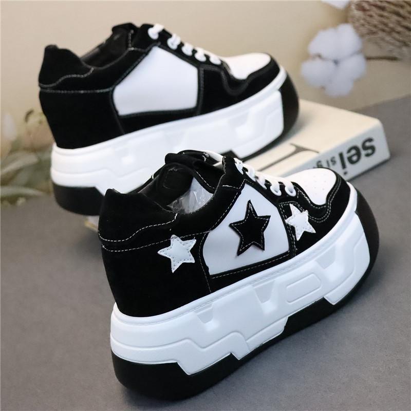 10CM Microfiber Vulcanize Skateboards Casual Autumn Spring Platform Wedge Autumn Women Comfy Hot Sell Chunky Sneakers Shoes