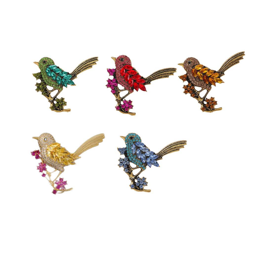 Yousheng Bird Shape Brooch Sparkling Faux Crystals Magpies Lapel Pin Retro Noble Bird Scarf Brooch Wedding Jewelry Gift