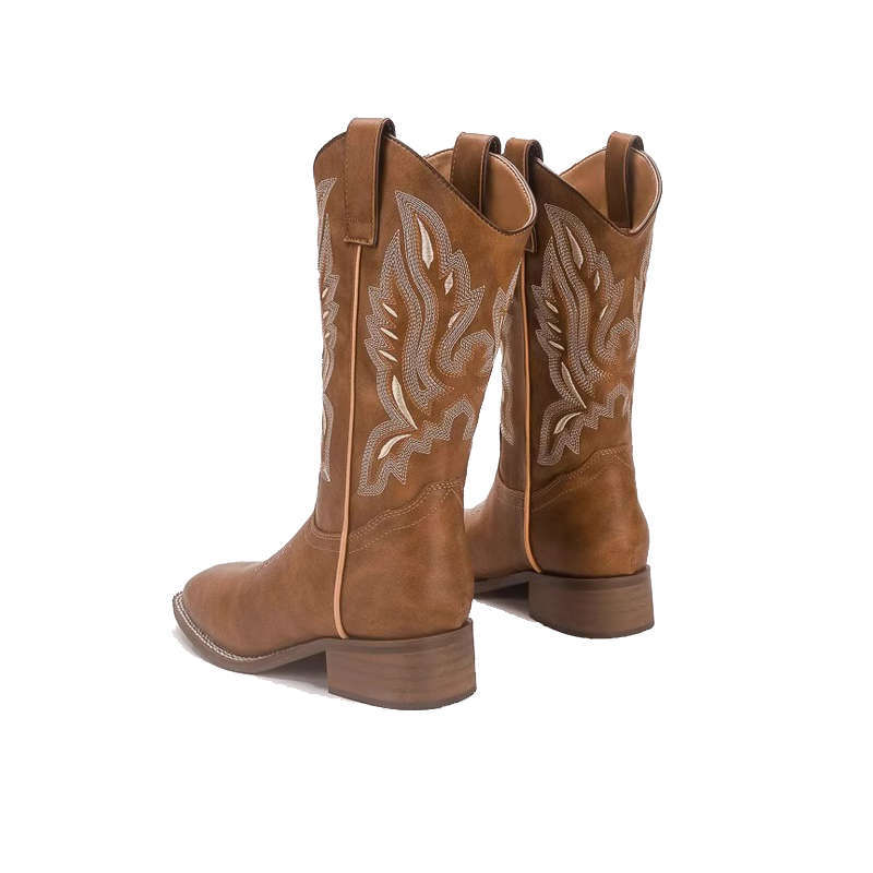 He Sui Western Cowboy Boots Women's Retro Knight Boots Winter Spring Summer Thin Ethnic Style Boots Short Boots