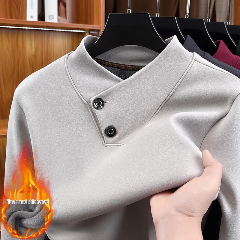 Men's High-Grade Velvet Stand Collar Hoodie - Thickened Winter Base Layer 2025