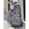 Vintage Floral Printed Tiered Maxi Skirt, High Waist Loose Flowy A-Line Long Skirt, Casual Swing Skirt for Spring Summer Vacation Daily Street Outfits