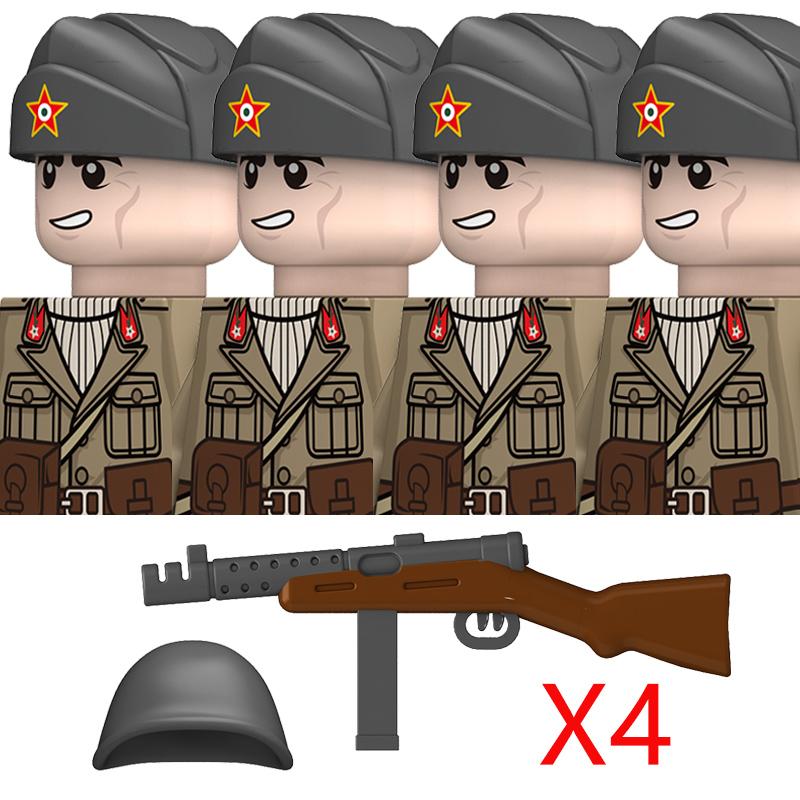 Non-Toxic Ww2 French Military Soldeirs Building Blocks Italy Warrior Italian Infantry Officer Gun Helmet Army War Weapon Bricks Toys Gift