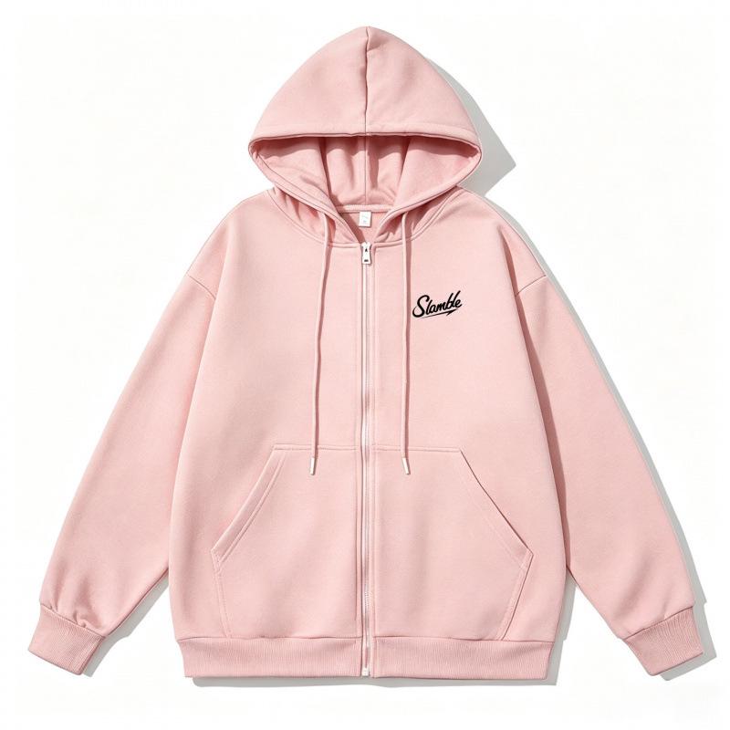 Unisex Slamble Print Loose Casual Zipper Hoodie
