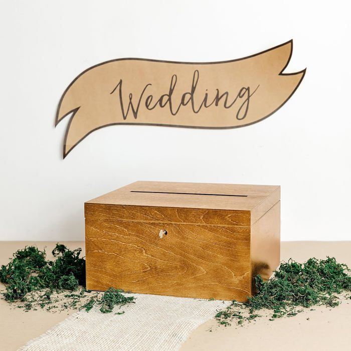 Boîte Enveloppes Creative Deco Urne Mariage Marron Clair 29x25x15 cm