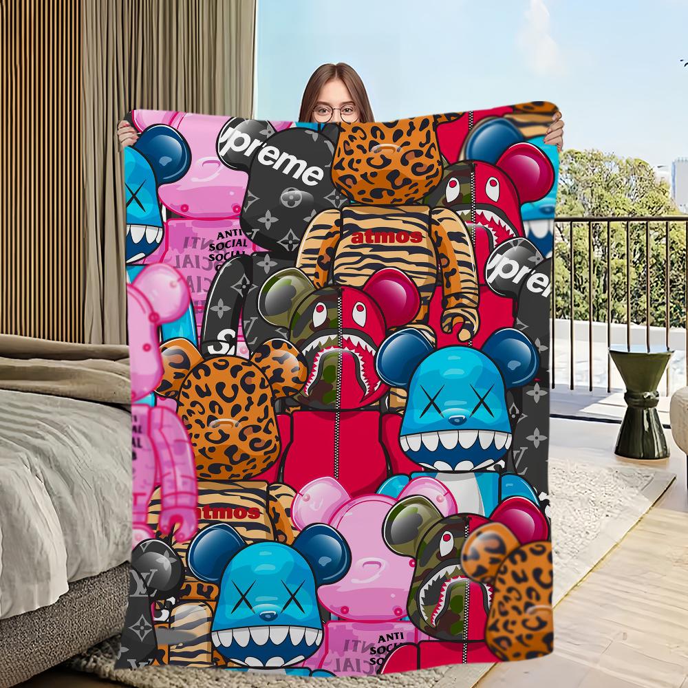 

Fashion B-BearbricksS Printed comfortable and soft sofa living room bedroom Plush blanket suitable for home travel and gifts 30x40in
