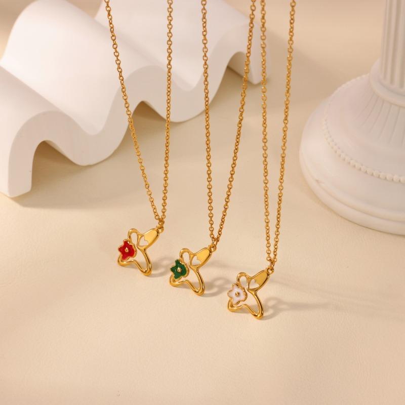 Advanced Sense Hollow Butterfly Love Drip Necklace Female Niche Cold Wind Personality Stainless Steel Collarbone Chain New