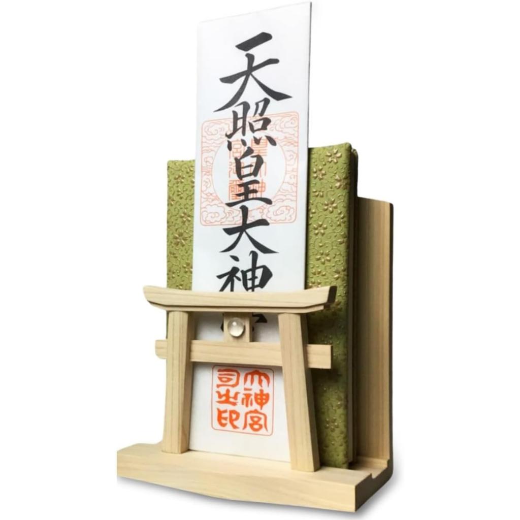 Sakura Zen Wall-Mounted Shinto Shrine with Crystal Torii Gate, Made In Japan from Japanese Cypress, Crystal Decorative, and Modern Shelf (Body Only)