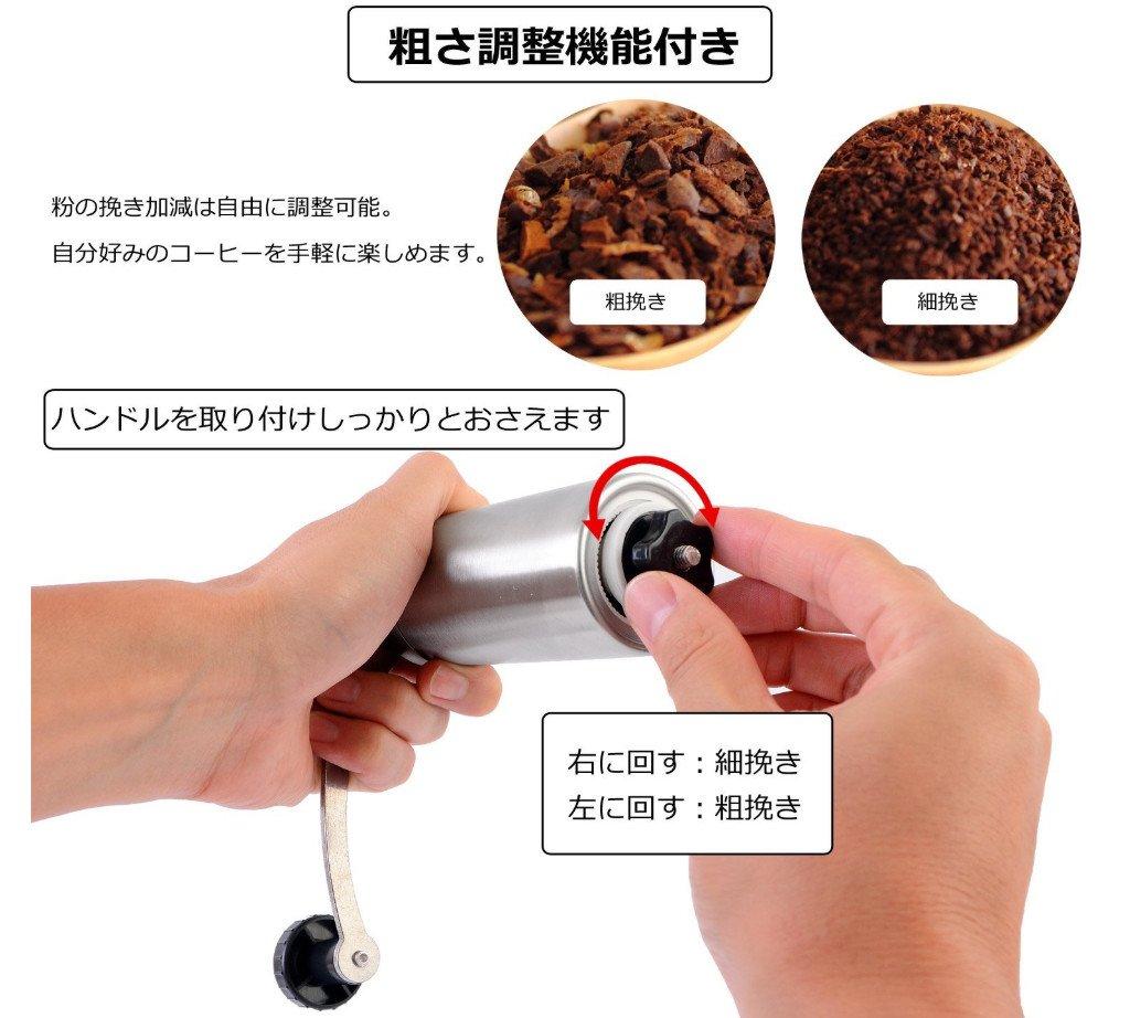 Dreampass Hand Grinder, Ceramic and Stainless Steel, Manual Coffee Grinder with Dedicated Brush Set (Silver) bb407