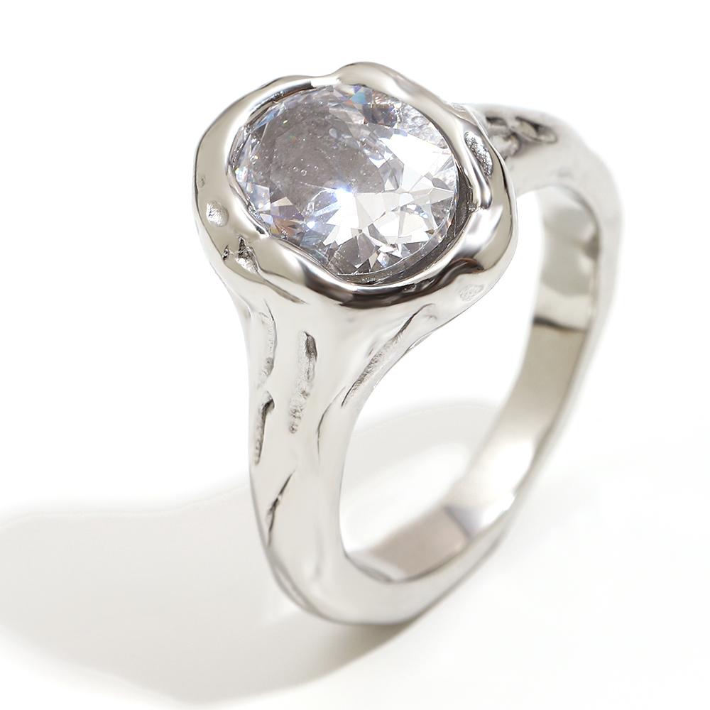 

La. Muses Luxury Shiny Round Zircon Irregular Stainless Steel Women s Ring PVD Gold Plated Fashion Jewelry Accessories 6