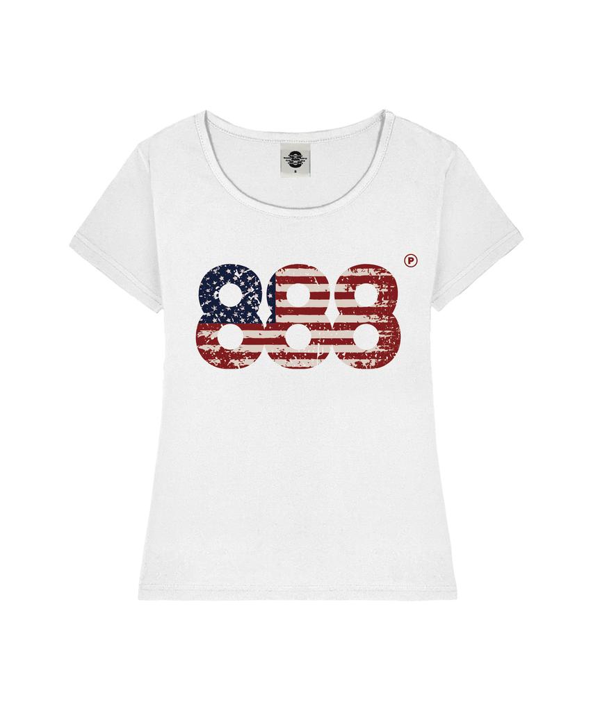 PRIMATE Usa Number.888 Women'S U-Neck Slim Fit Short Sleeve T-Shirt 6 Colors
