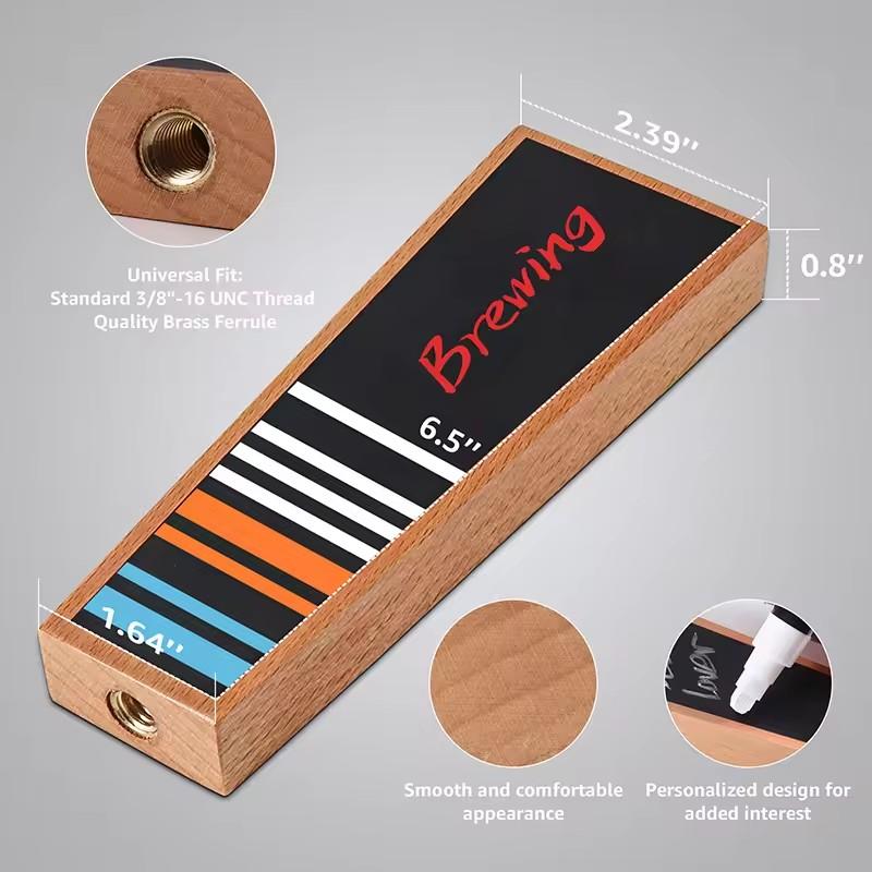 Wooden Beer Tap Handle with Small Black Chalkboard, DIY Homebrew Kegerator Beer Keg Tower Dispenser Handle,Writable,Best For Bar