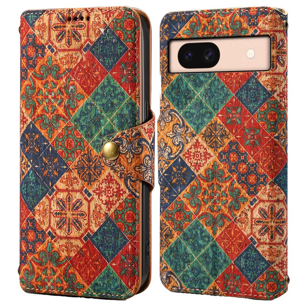 Kožené pouzdro pro Google Pixel 8a s květinovým potiskem, peněženka, kryt na telefon se stojánkem