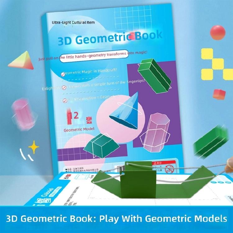 Portable Geometric Models Demonstrators with String Closure Foldable Paper Geometric Shape Workbook Kid Educational Toy