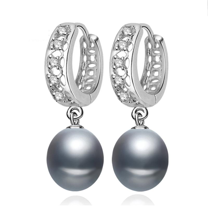 

White Fine Pearl Earrings 925 Sterling Silver Natural Freshwater Pearl Pearl Hoop Earrings Jewelry For Woman Gift White Pink