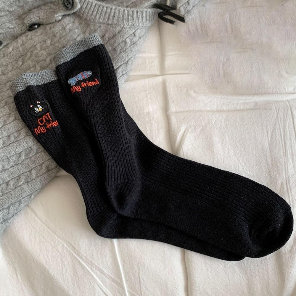 Breathable Couples Sock Cartoon Cat Sports Socks Comfortable Mid Tube Socks  for Men Women