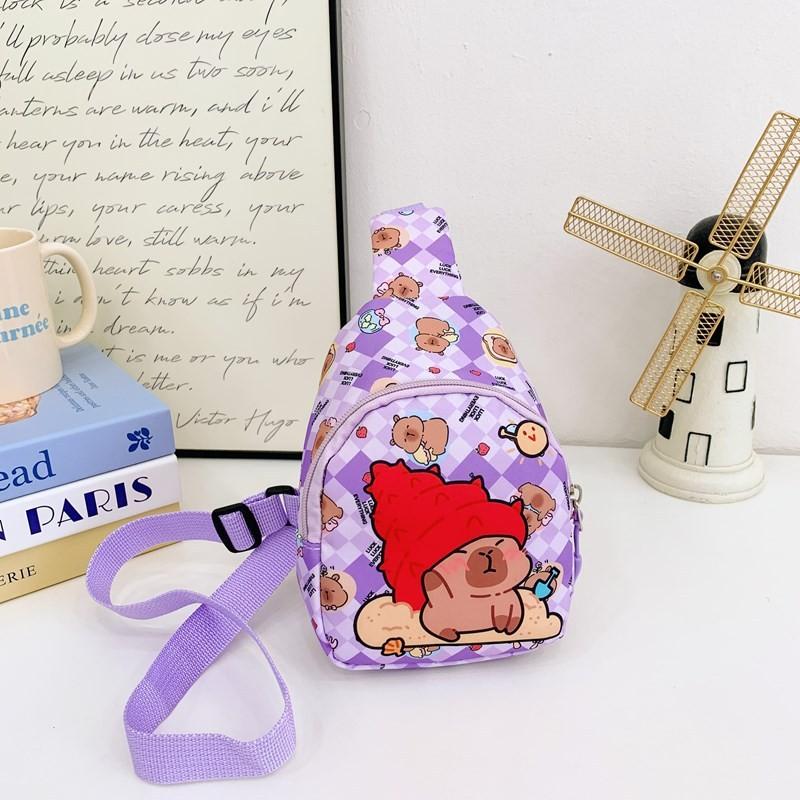 Cartoon Cute Capybara Printed Children Shoulder Bag Chest Pack For Use Outdoor