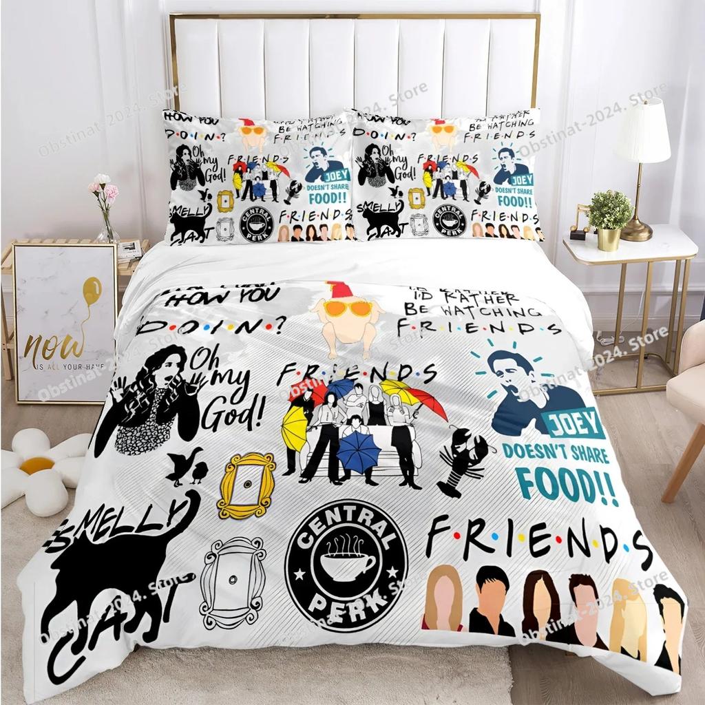 Friends Funny anime All Season Duvet Cover Comforter Bedding set Ultra Soft Quilt Cover and Pillowcases SingleDoubleQueenKing