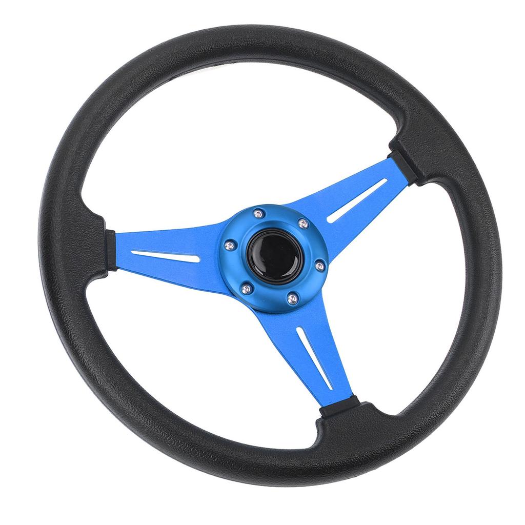 Bilratt Racingstil PU-läder 14 tum Universell passform för 6-håls rattnavadapter