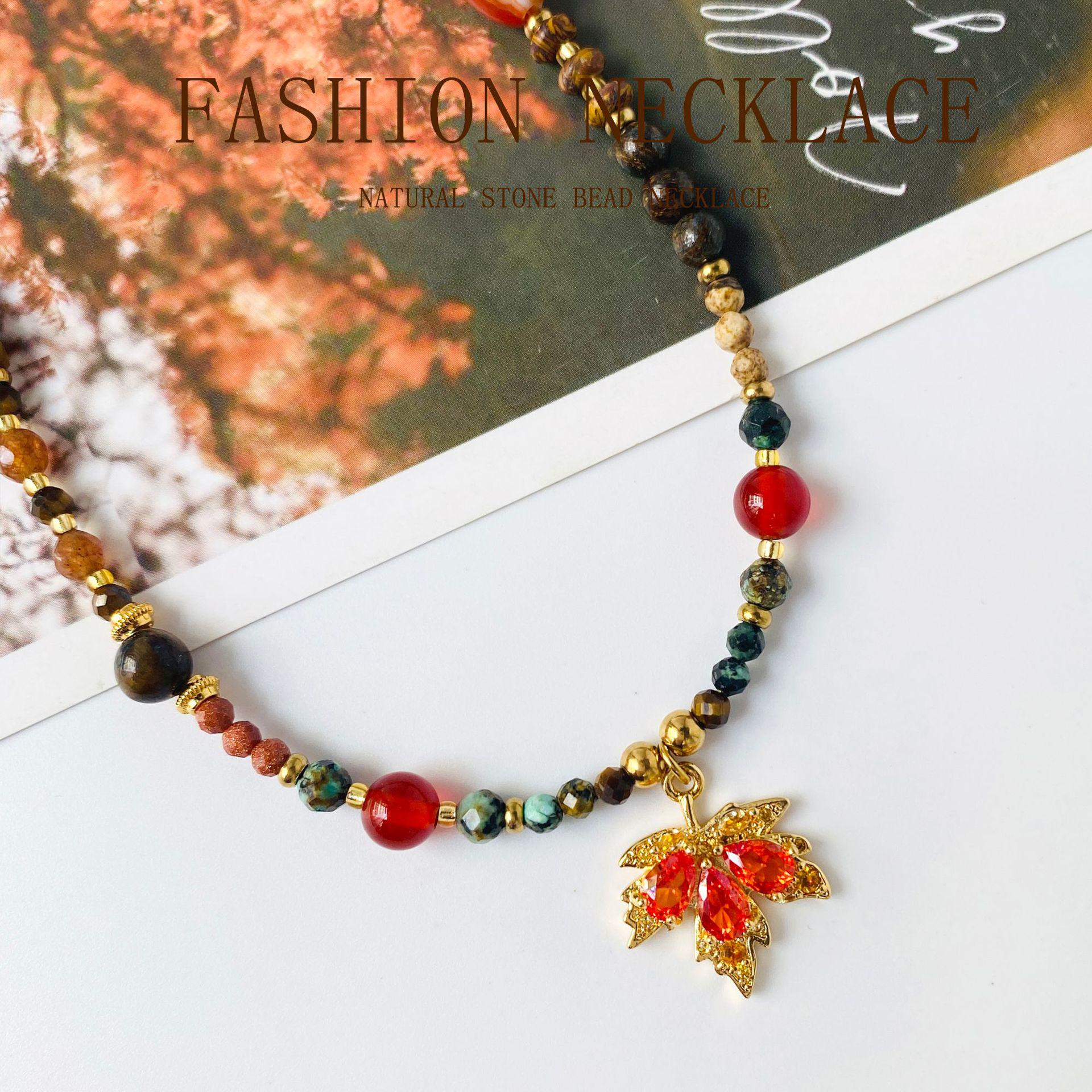 Кленовый лист красный 2025 Осень/Зима Женское Минималистичное Универсальное Ключичное Ожерелье Chic Style