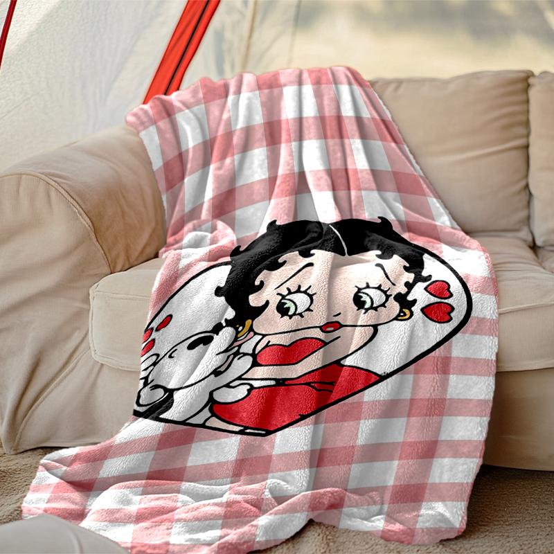 1pc Cozy Print Blanket, Betty Boop Blanket Appropriate for Home Picnic and Travel Adventures