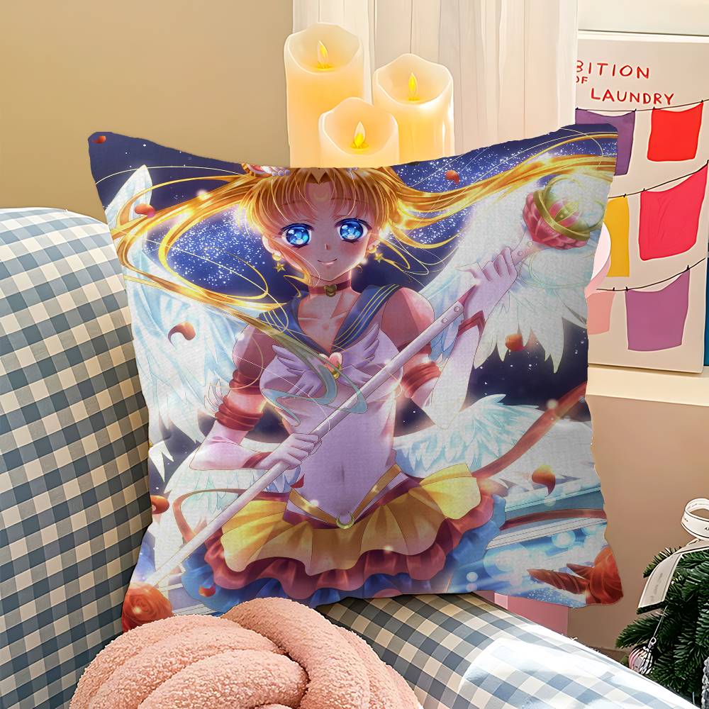 S-Sailor M-Moon Girl Anime Pillow Gift Home Office Decoration Pillow Bedroom Sofa Car Cushion Coverpillow Case