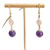 Gold Plated Natural Amethyst Clear Quartz Beaded Drop Earrings