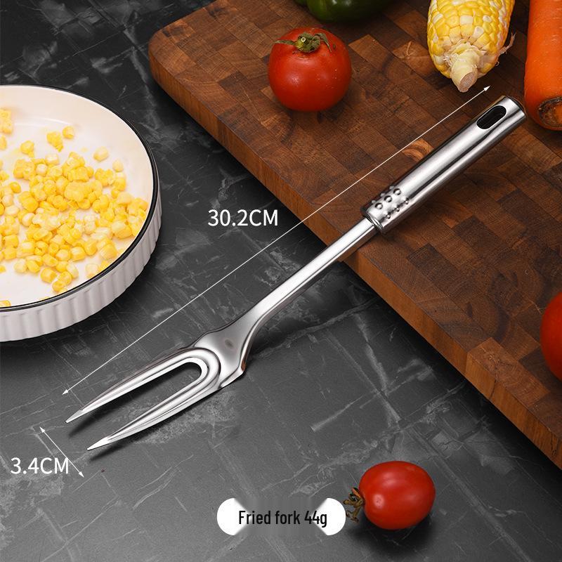 7-Piece Stainless Steel Kitchen Utensil Set: Spoon, Spatula, Slotted Spatula, Strainer, Ladle, Rice Spoon, Flour Sifter, and Meat Fork