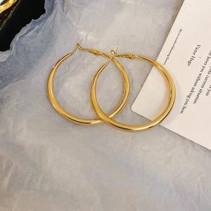 Silver Needle's New High-end Plain Ring Earrings, Light Luxury and Versatile Earrings, Simple and Fashionable Design Earrings.