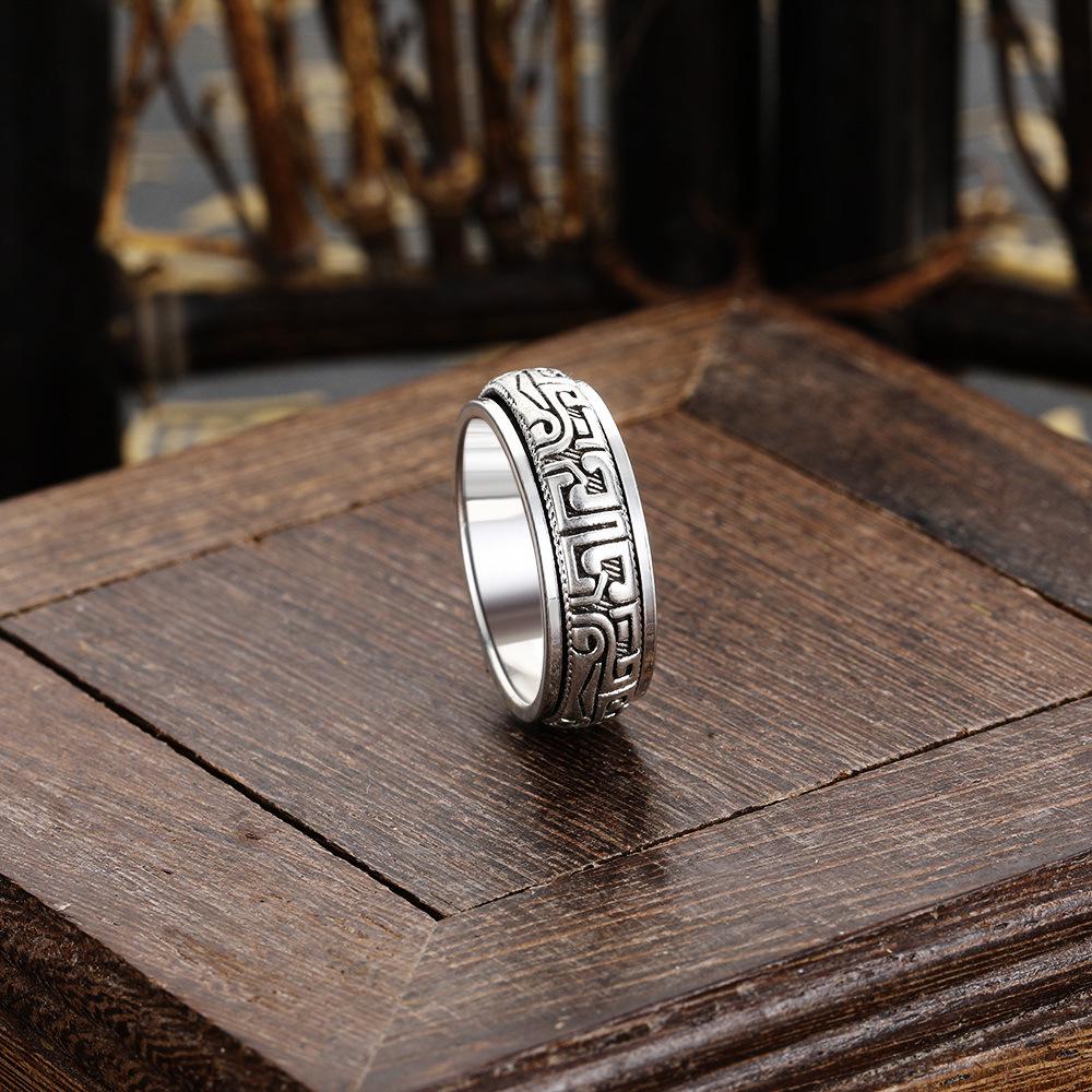 99% Pure Silver Rotatable Index Finger Ring: Retro Artistic Decompression for Men & Women