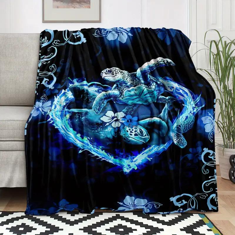 Turtle Pattern Flannel Blanket, Sofa Blanket, Gift Blanket Suitable for Sofa, Bed, Office and Camping Christmas Halloween