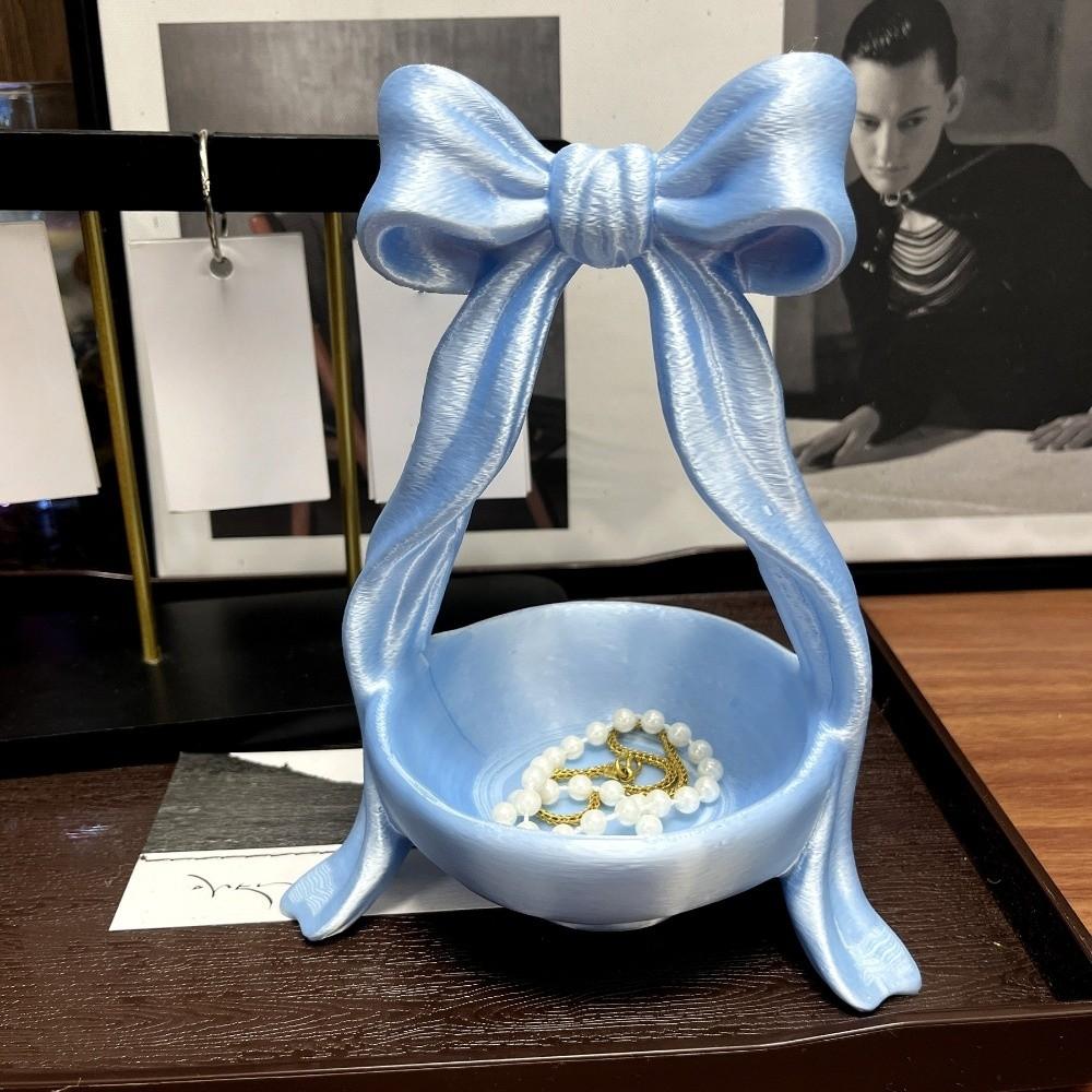 Sweet Bow Ribbon Ring Holder Elegant Jewelry Plates 3D Printed Jewelry Tray  Photography Props