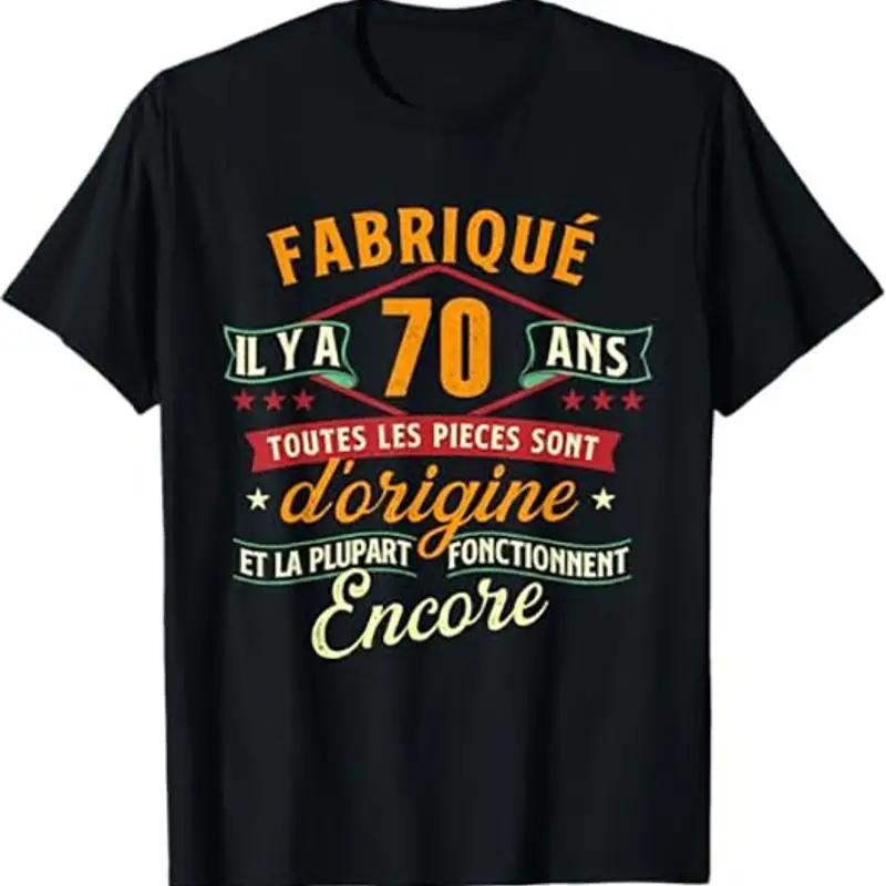 Fabrique Il Ya 70 Ans Funny French 70th Birthday Graphic Tee Cotton TShirt for Unisex S